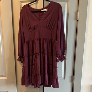 Burgundy Long Sleeve Dress. Size 6